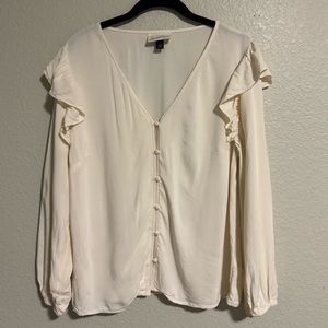 Universal Thread Ruffle Shoulder Blouse Cream